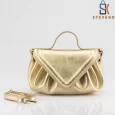 Ladies bag – black, gray or gold, with beautiful design, with triangular lid 3008.