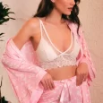 Women’s Front Sleepwear, Tight Print, Viscose Underwear, Unlined Bra Top and Pajama Pants 3 Pieces 5662